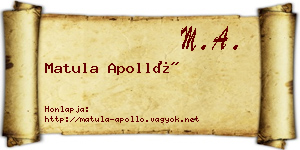 Matula Apolló névjegykártya